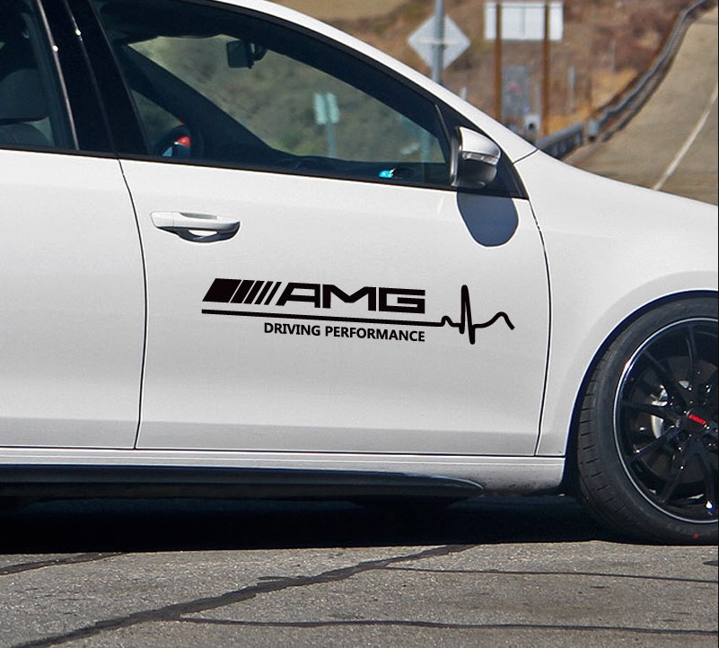 [HCM]Bộ 2 tem dán cửa xe ô tô phong cách AMG
