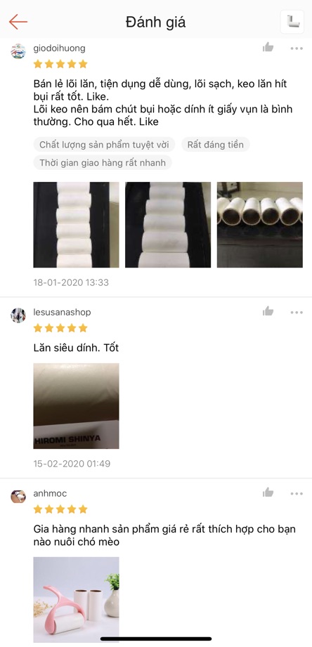 Combo 2 Lõi Lăn Bụi Quần Áo, Lăn Lông Chó Mèo
