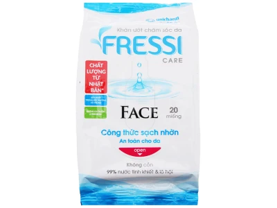 [HCM]Khăn ướt chăm sóc da Fressi Care Face hương tự nhiên gói 20 miếng
