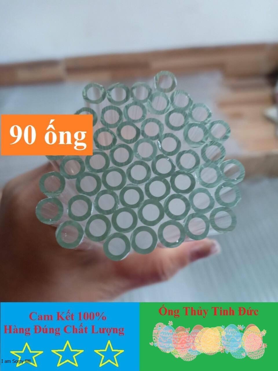 Combo 90 ống thủy tinh Đức màu trắng dài 20cm