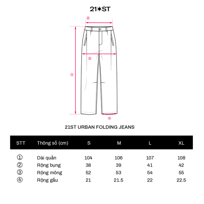 Quần jeans dáng suông 21ST URBAN Grey Folding Jeans