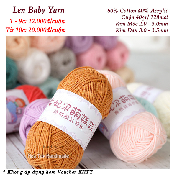 Len Baby Yarn đan móc trang phục, phụ kiện cho bé.