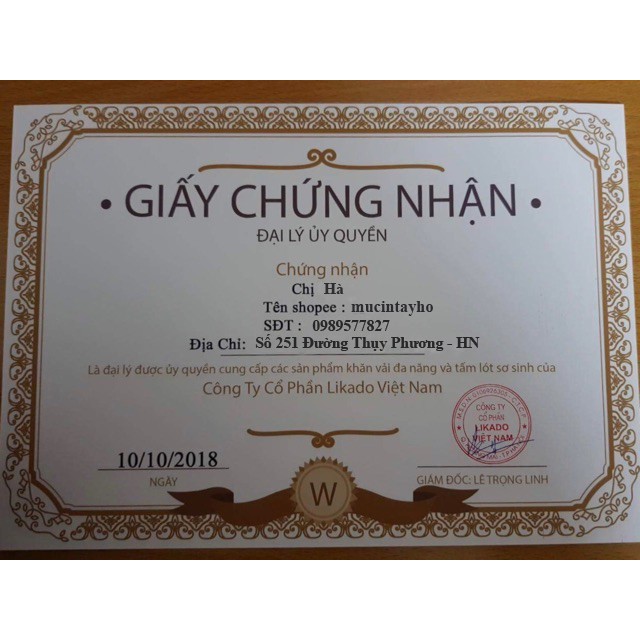 Tấm lót phân xu sơ sinh LIKADO (30 tờ)