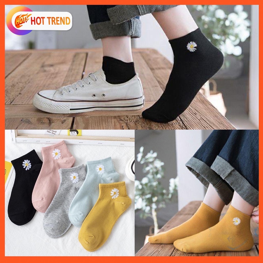 [LOẠI DÀY] COMBO 5 ĐÔI TẤT VỚ HOA CÚC NHIỀU MÀU