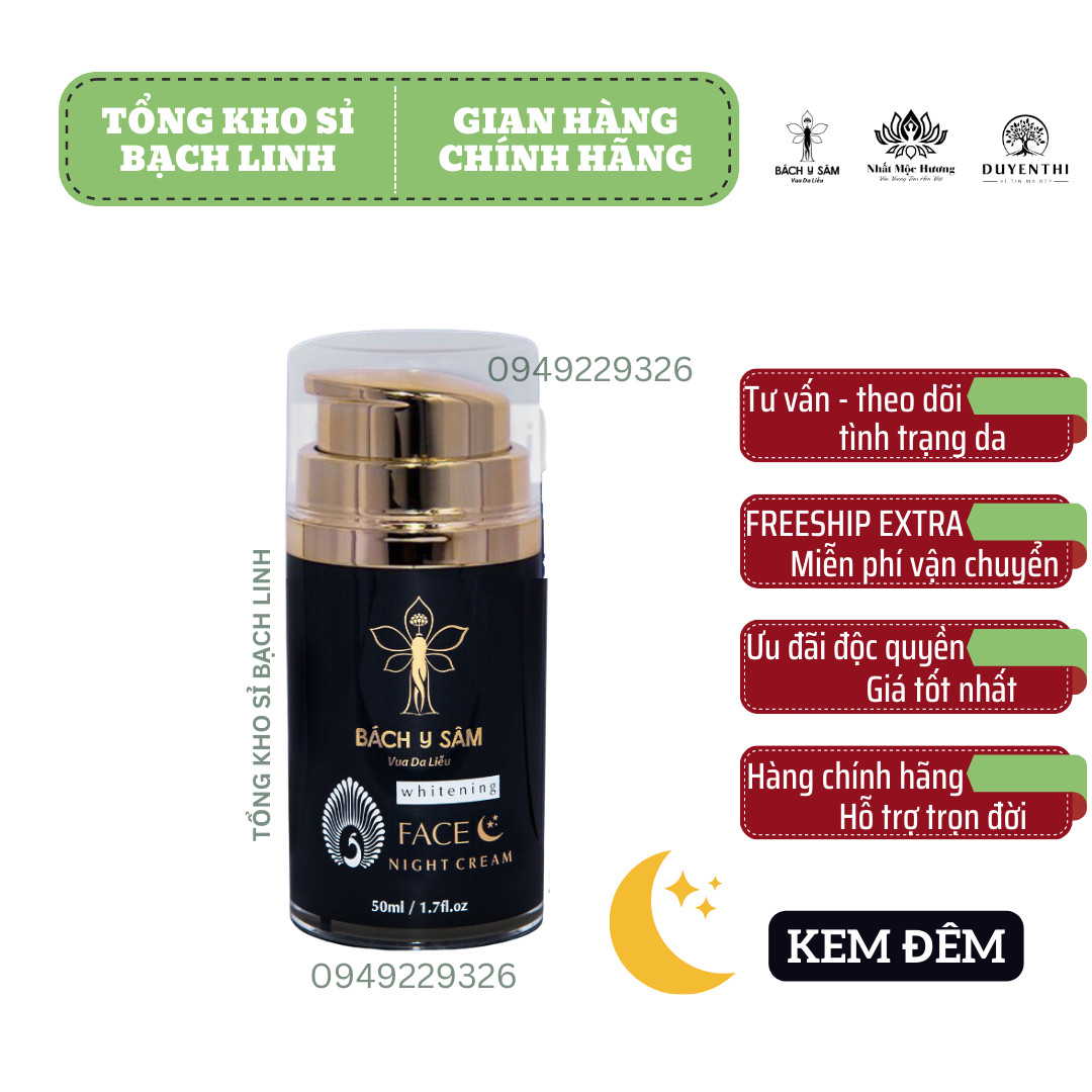 Kem Đêm Bách Y Sâm TRẮNG SÁNG DA MỜ NÁM 50ml (Hộp nguyên lẻ date 2025)