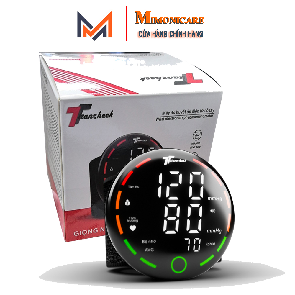 Máy đo huyết áp cổ tay TITANCHECK B01C Pin sạc Lithium,Màn hình led kỹ thuật số, giọng nói tiếng Việt bảo hành chính hãng 3 năm