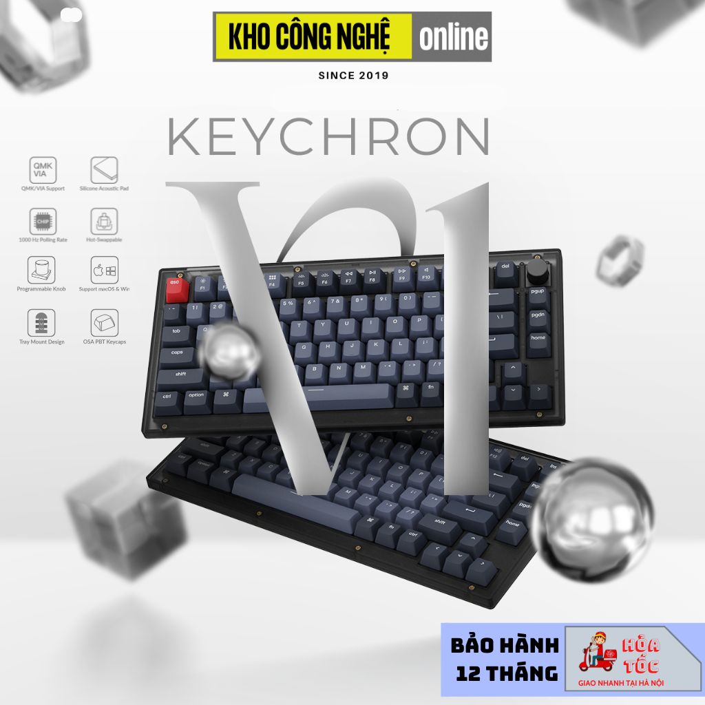 Bàn Phím Cơ Keychron V1 Custom QMK - Vesion Knob Hàng Chính Hãng
