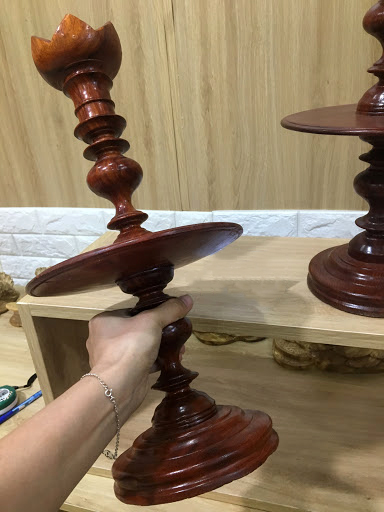 Cặp chân đèn nến thờ gỗ hương 50cm