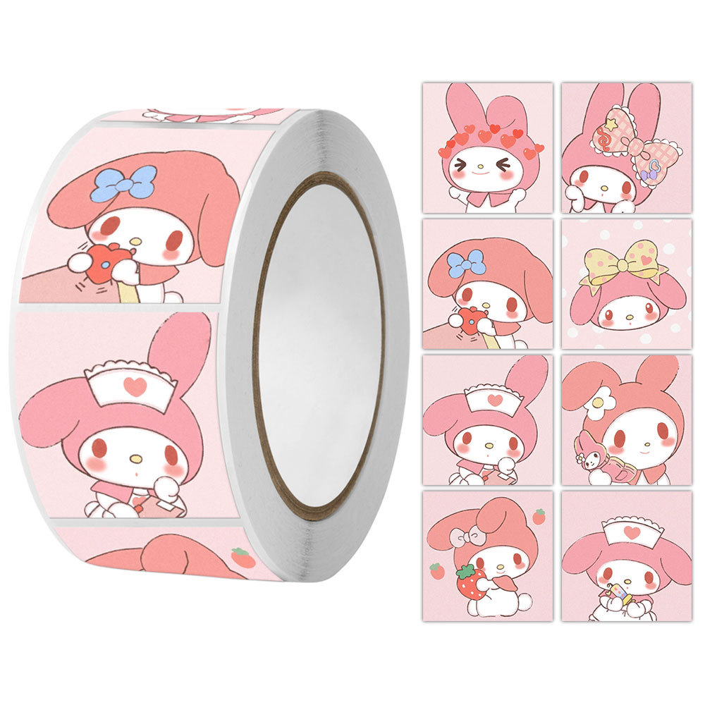 Cuộn 500 tem Sticker vuông Sanrio dễ thương - 2cm