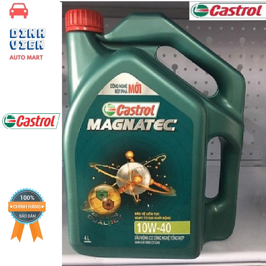[HCM]{ CAO CẤP} Dầu nhớt tổng hợp cao cấp dành cho xe ô tô Castrol Magnatec công nghệ Dualock 10W40 4 lít