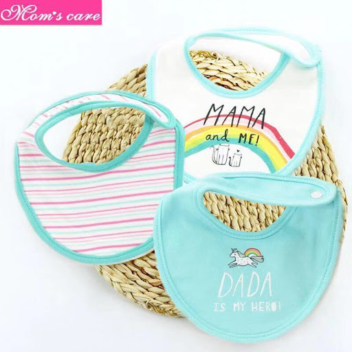 Set 3 yếm tròn cotton Momcare cao cấp