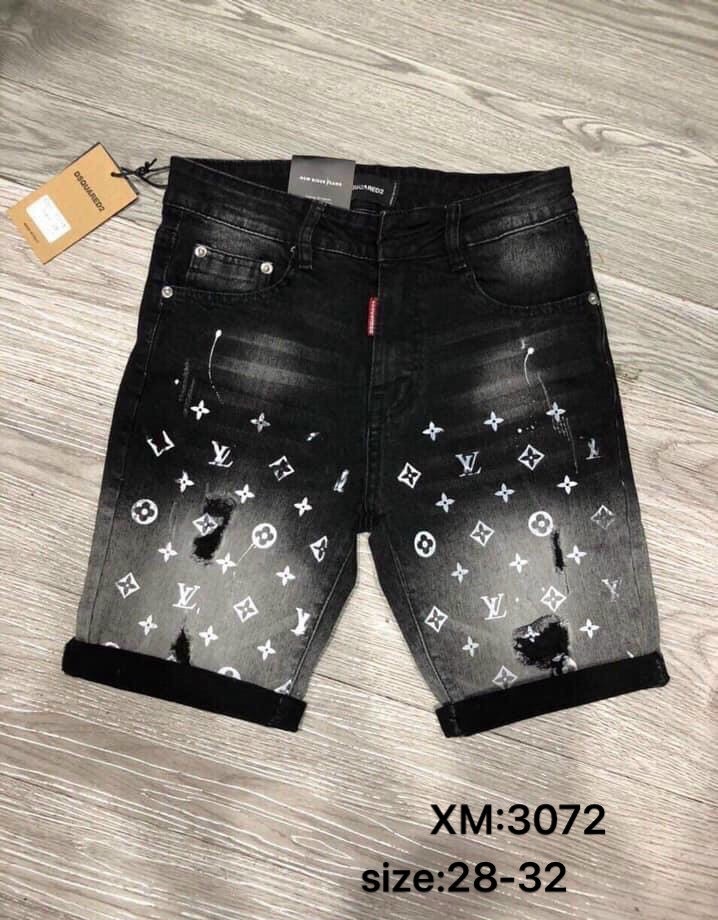 [CÓ VIDEO] Quần short jean nam đen rách vnxk chất bò form chuẩn phối họa tiết cao cấp MS3072