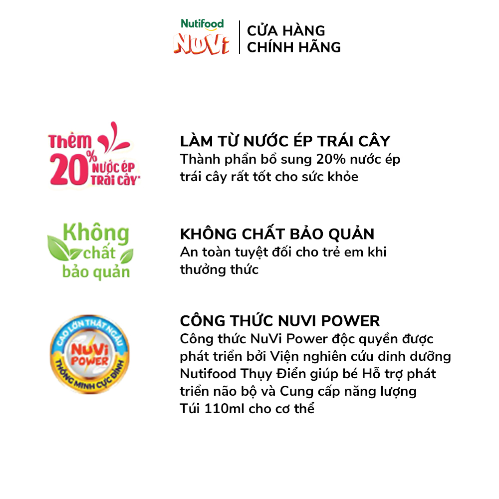 Thùng 24 Túi Thạch Trái Cây NuVi Vị Đào 90ml
