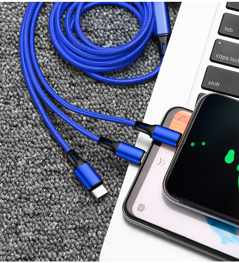 Dây sạc 3 trong 1 đa năng (microUSB - Lightning và Type-C) dây dù