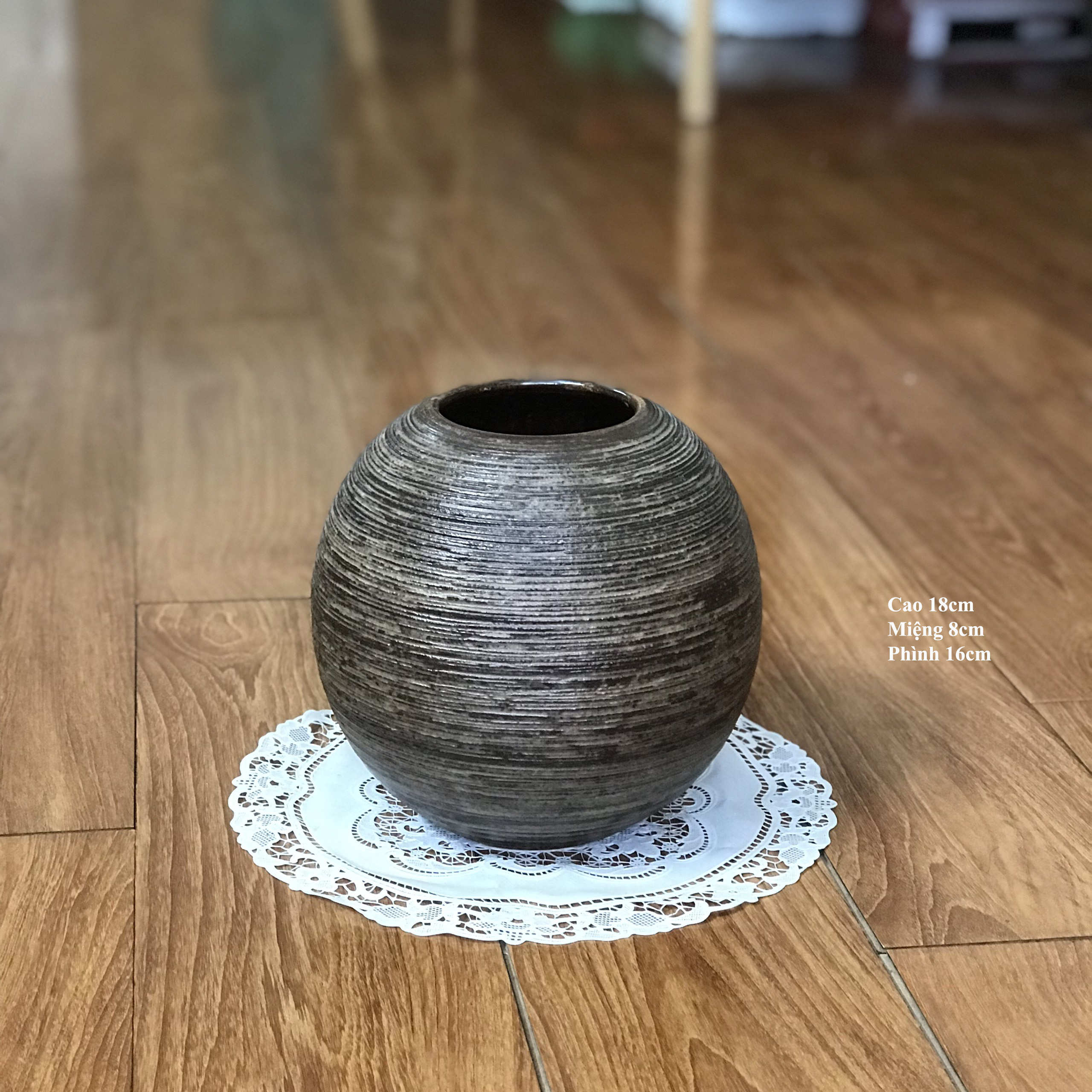 Bình hoa lọ hoa gốm bát tràng men mộc trơn gth144, bình gốm lọ gốm bát tràng tcbd09