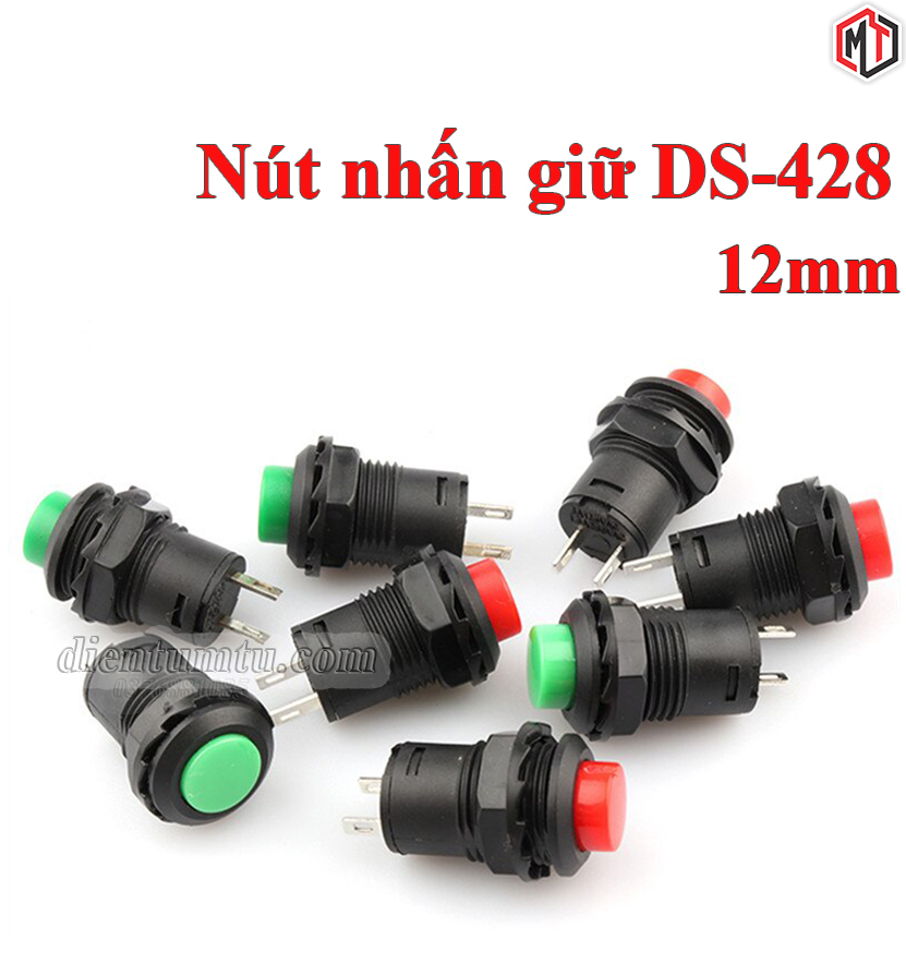Nút nhấn tự giữ DS-428 12mm (Nút nhấn giữ)