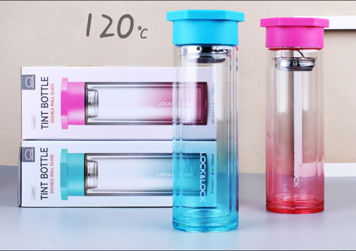 Bình Nước Thủy Tinh 2 Lớp Chịu Nhiệt Tint Lock&Lock 350ml LLG655