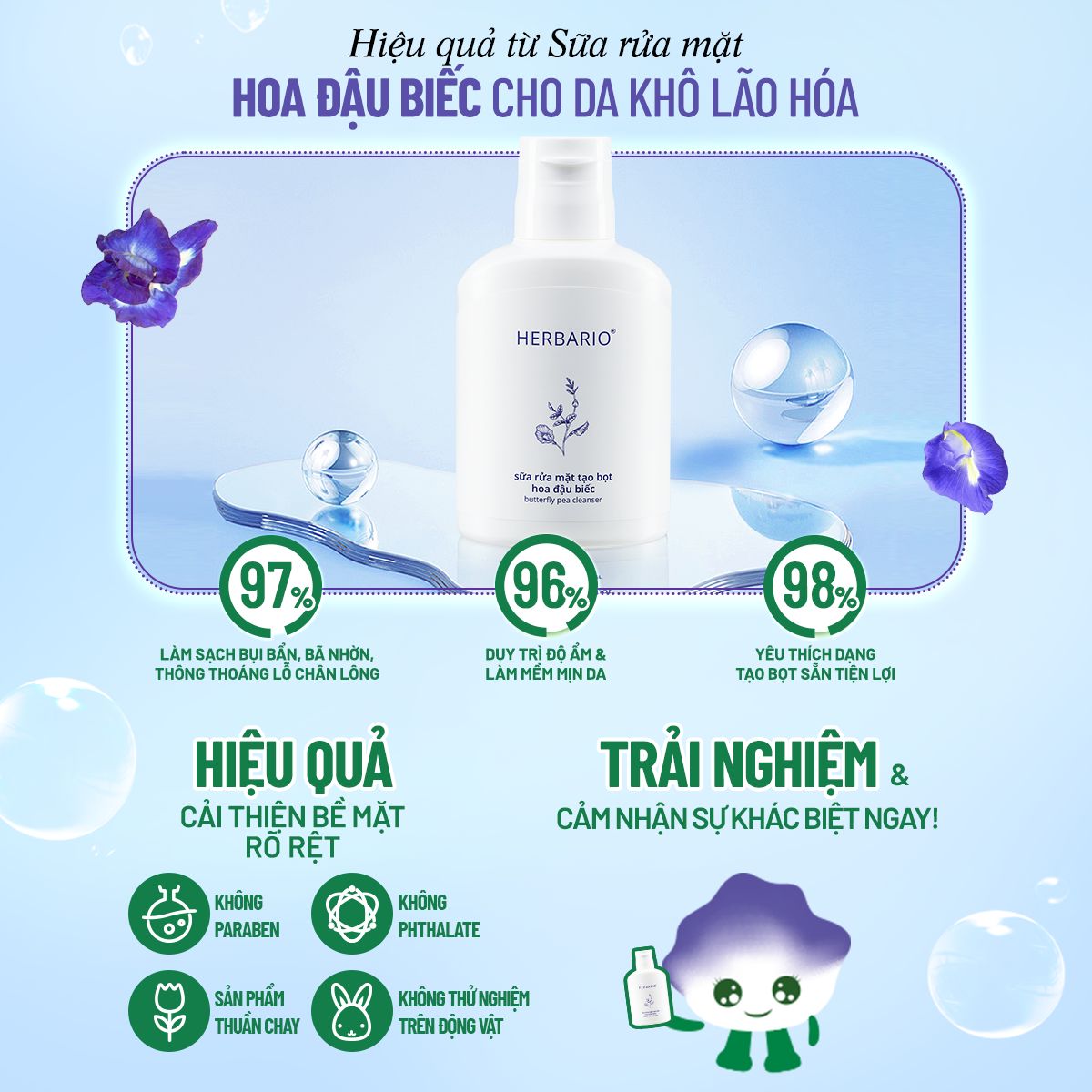 Sữa rửa mặt tạo bọt hoa đậu biếc 100ml