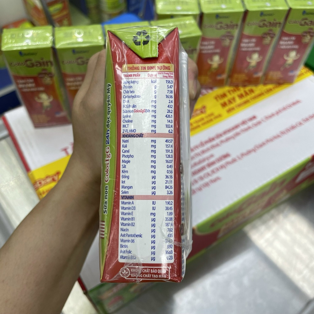 (Tặng Quà, Có Thẻ Cào QR) Thùng 48 Hộp 180ml Sữa Bột Pha Sẵn Colos Gain (BIBISTORE)