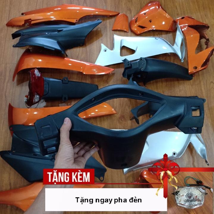 [TẶNG TEM] Vỏ nhựa xe máy - Dàn áo nhựa xe Wave Alpha , Wave RS , Wave S100 nhựa ABS nguyên sinh màu CAM - tặng kèm pha đèn
