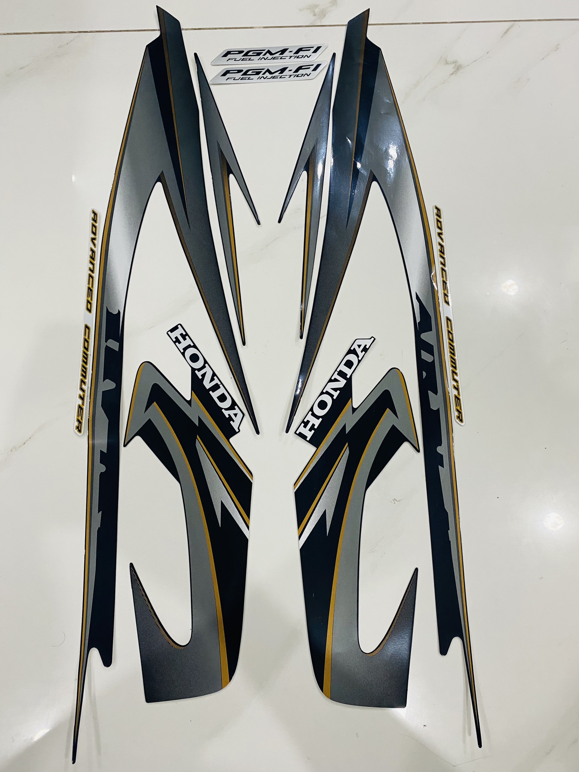 Nguyên bộ tem rời 3 lớp zin thái dán xe máy Honda AirBlade 2008 2009 màu đen