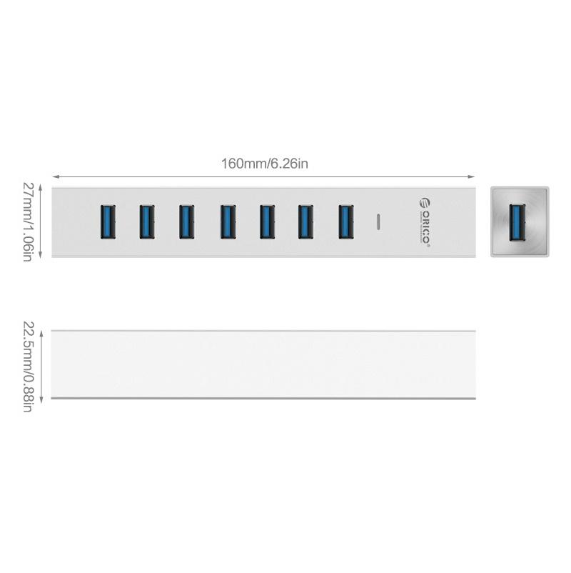 Bộ chia USB HUB 7 cổng USB 3.0 Type C Orico ASH7-U3