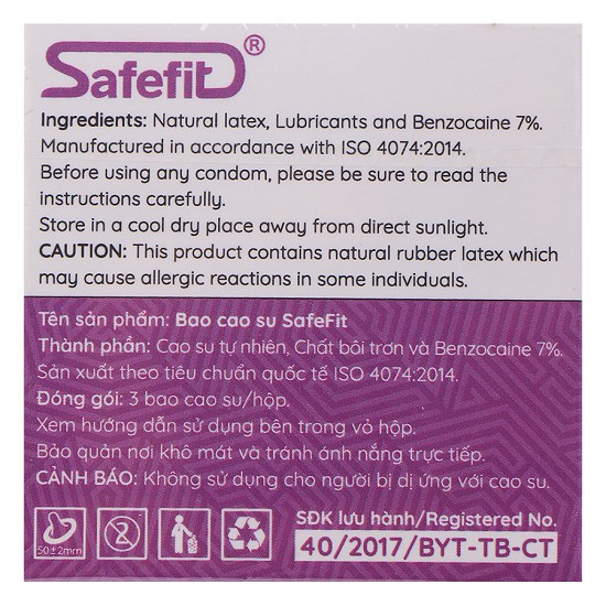[HCM]Combo 2 hộp Bao cao su SafeFit ProLong (3C)