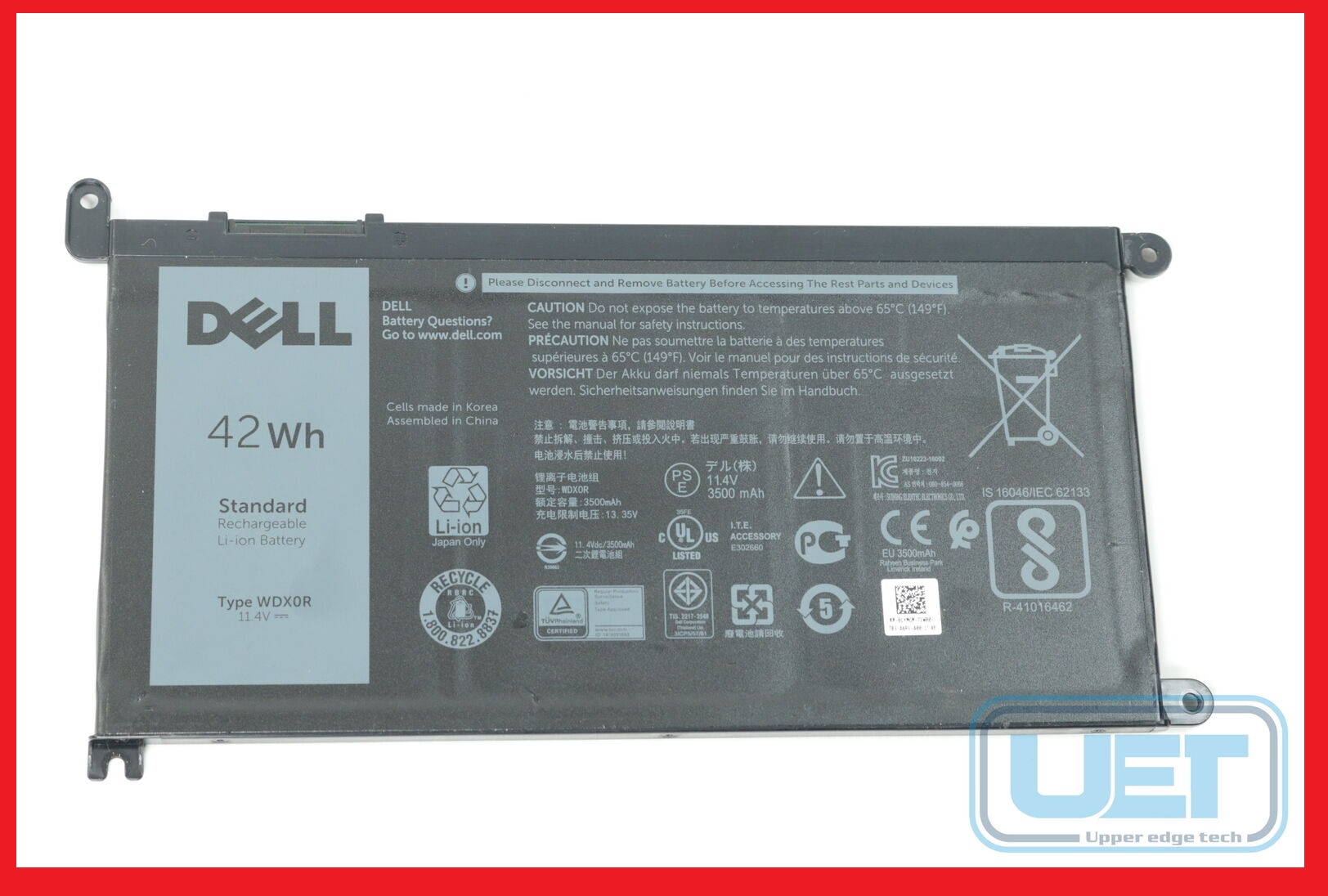 Pin laptop Dell Inspiron 7460, P74G, P74G001 15 5567 5568 13 5368 7368 7569 7579 15-5568 13-7368 5378 WDX0R 42Wh