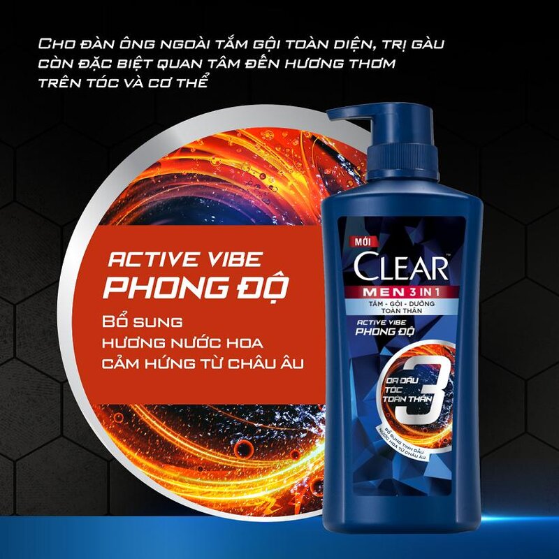 Dầu Gội Clear Men 3 Trong 1 630g/Chai