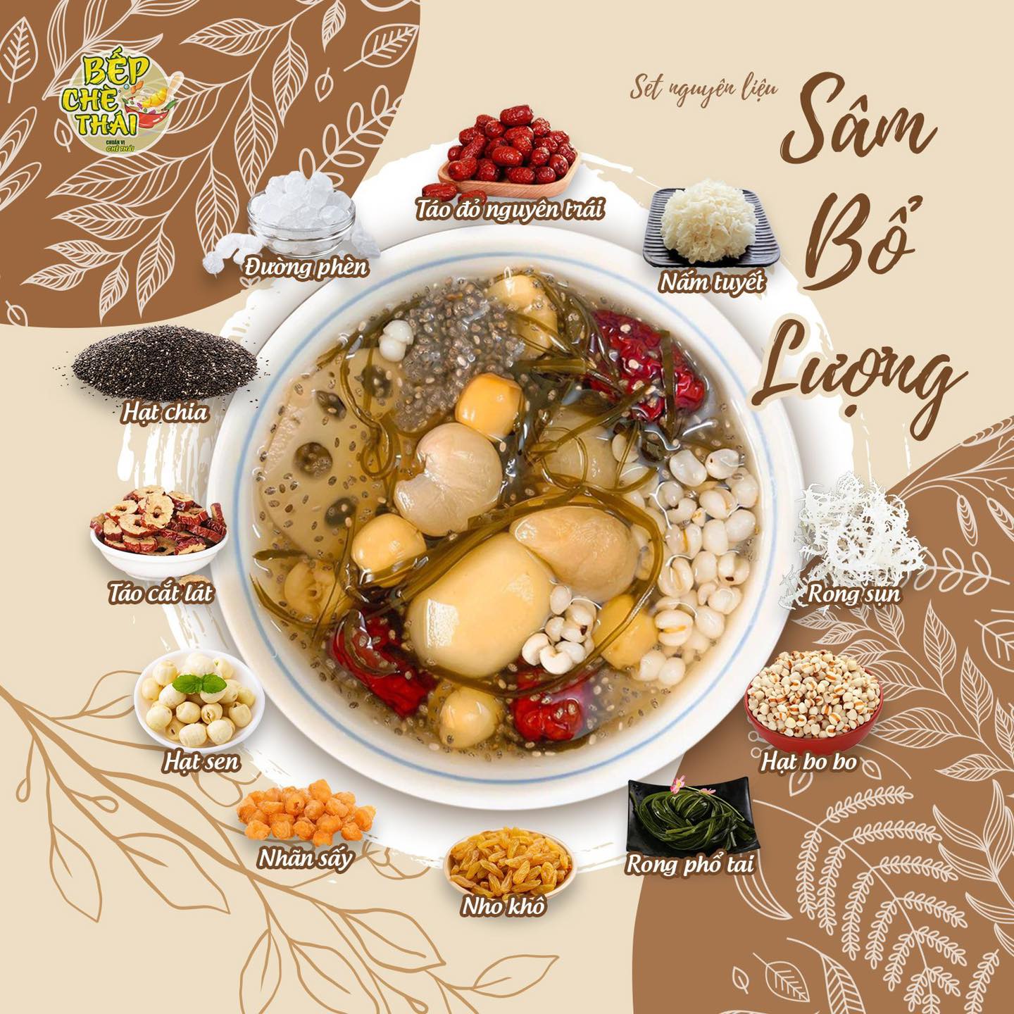 Chè sâm bổ lượng nấu 20 chén BẾP CHÈ THÁI