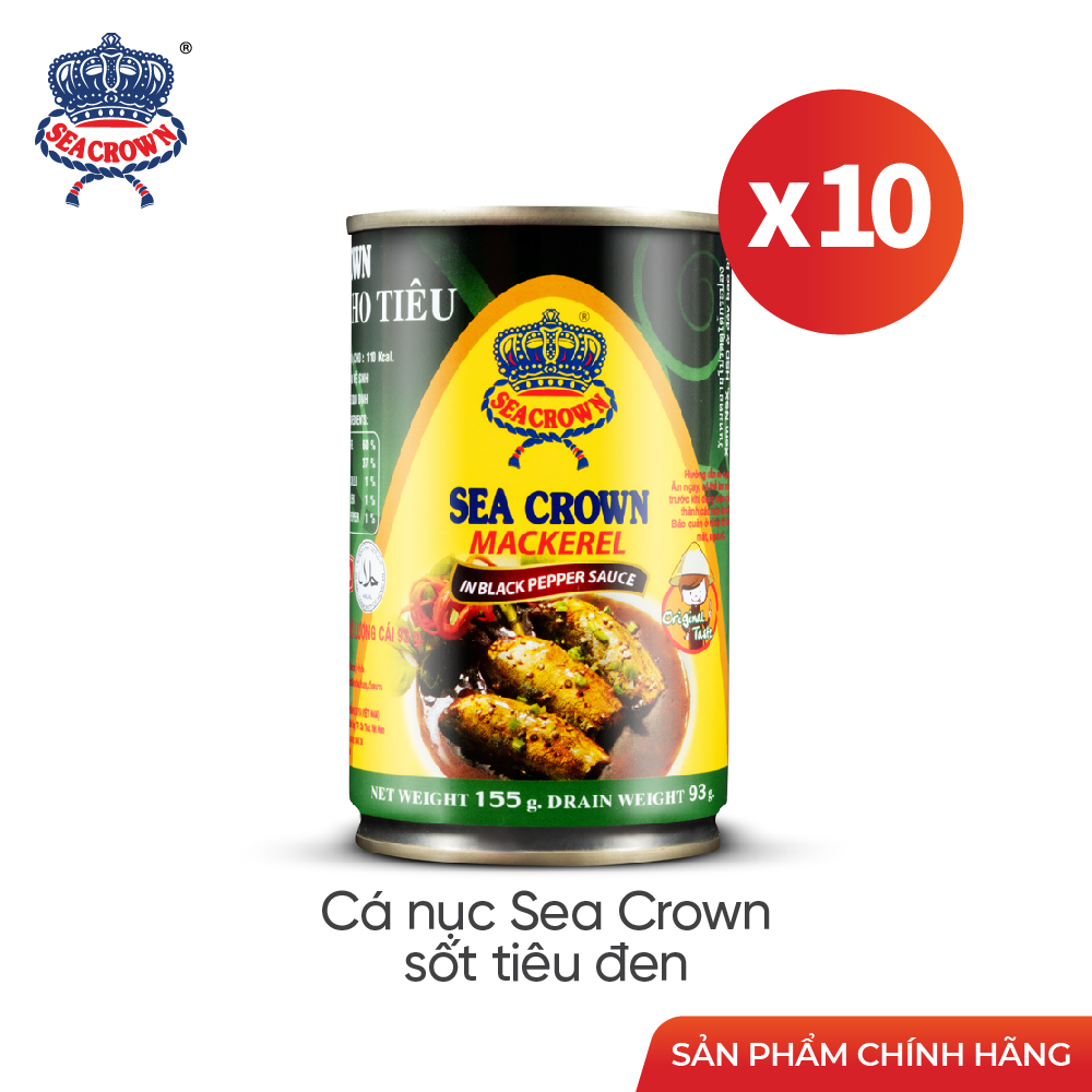 Lốc 10 lon Cá Hộp Sea Crown Cá Nục Kho Tiêu