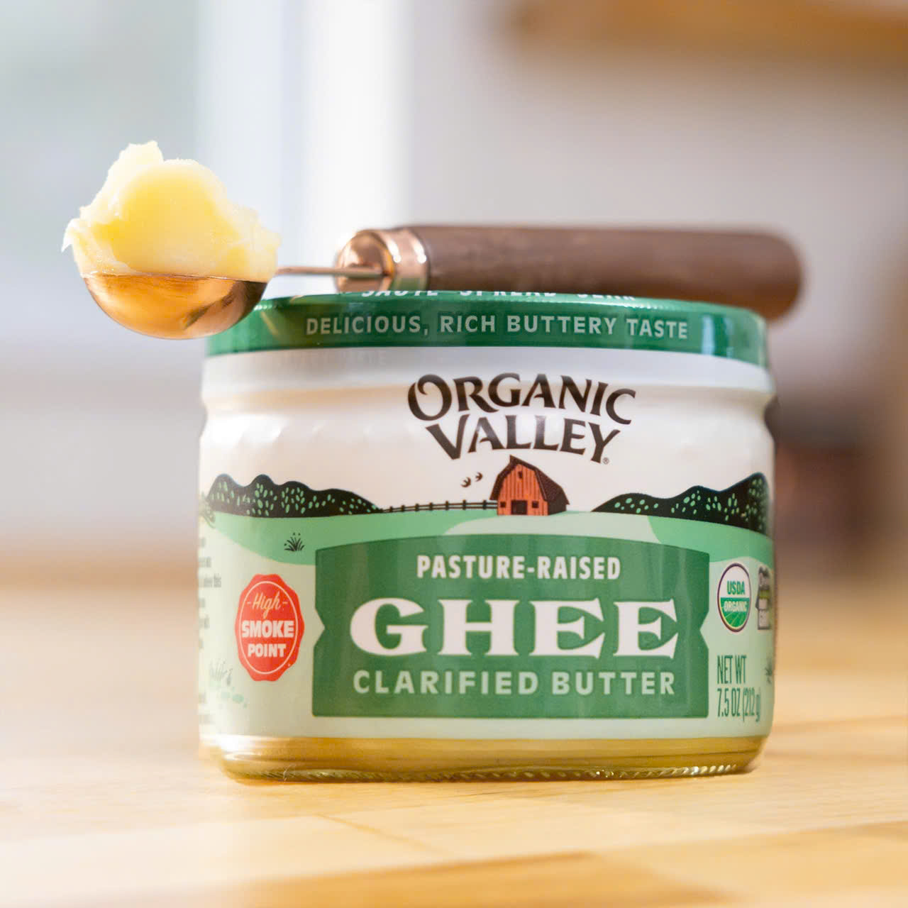 Bơ Ghee hữu cơ từ bò ăn cỏ Organic Valley - 212gr