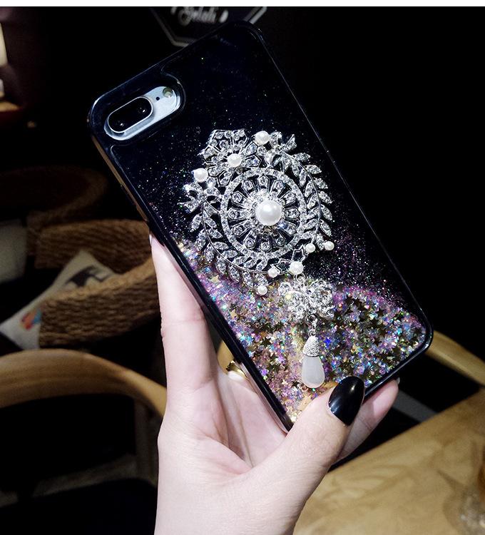 Ốp Lưng Nhũ Chảy Hoa Đá - Iphone 6, 6plus, 7, 7plus, 8, 8plus