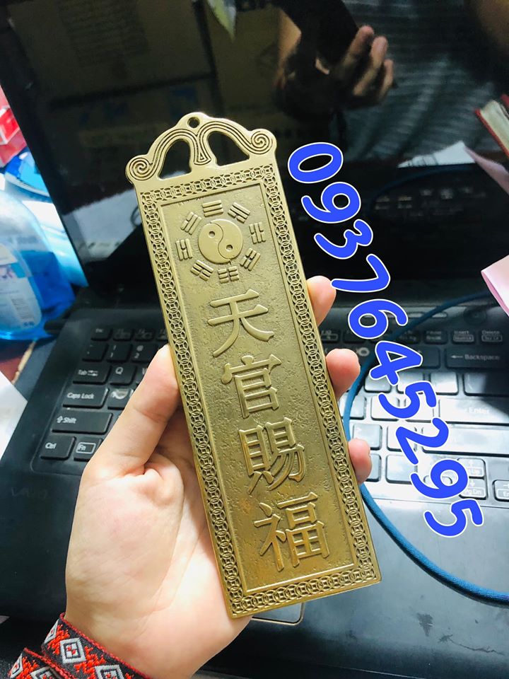 Kim bài Thiên Quan Tứ Phước đồng vàng cao cấp