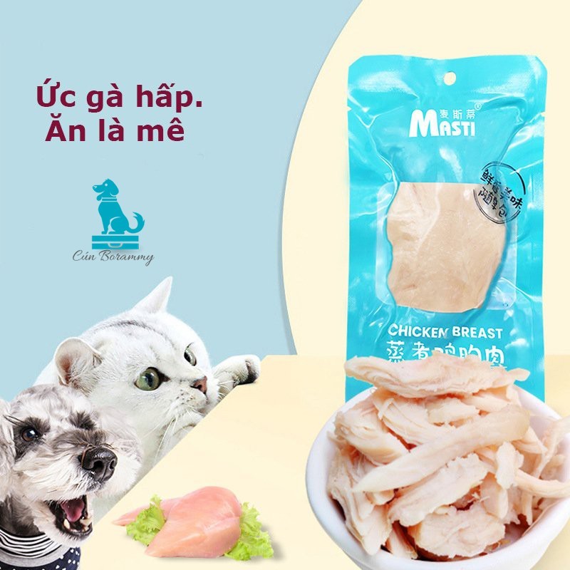 Ức gà hấp ăn liền Masti bổ sung dinh dưỡng cho chó mèo cung cấp protein và chất xơ cho pet