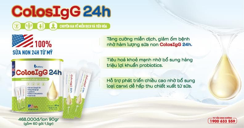 Sữa Colos IgG 24h 90g ( Hộp 60 gói )