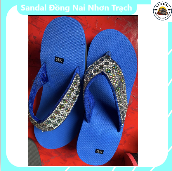Dép cao gót nữ đính cườm cao 2 phân