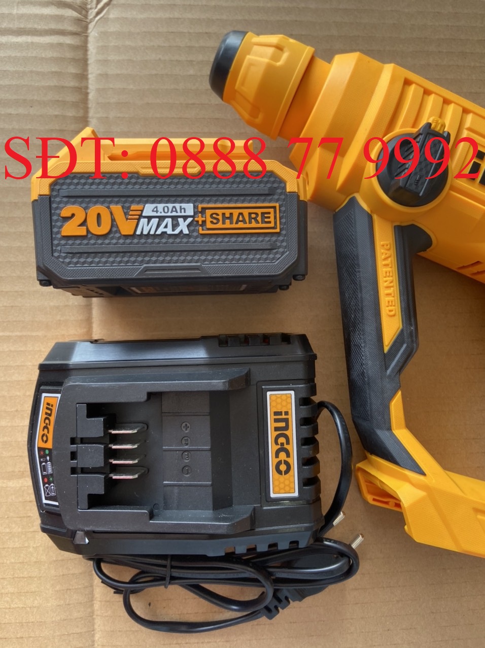 MÁY KHOAN BÊ TÔNG DÙNG PIN 20V INGCO CRHLI1601 (KÈM 1PIN 4.0AH &SẠC 20V)