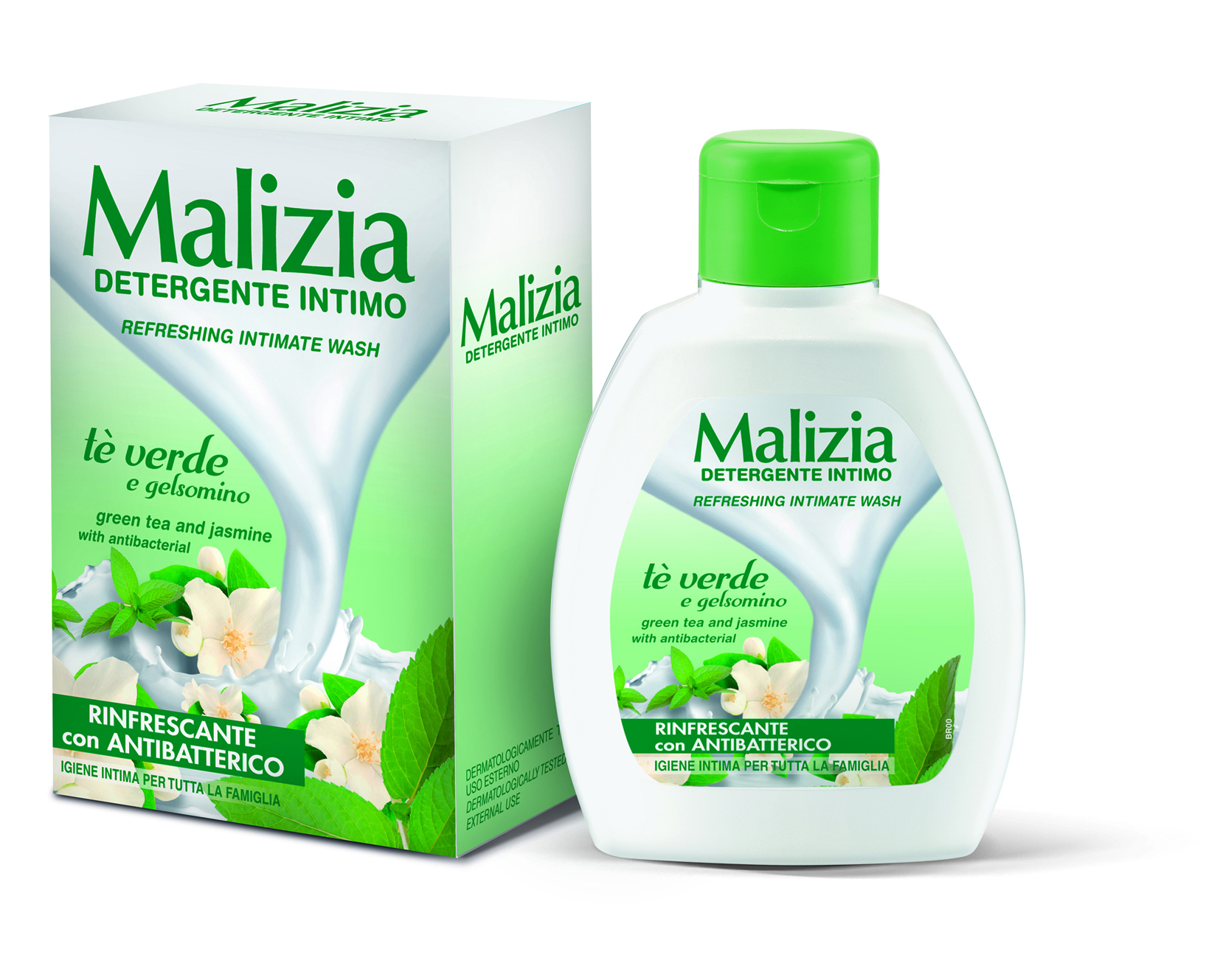 Dung dịch vệ sinh phụ nữ kháng khuẩn Malizia trà xanh và hoa nhài Malizia 200ml