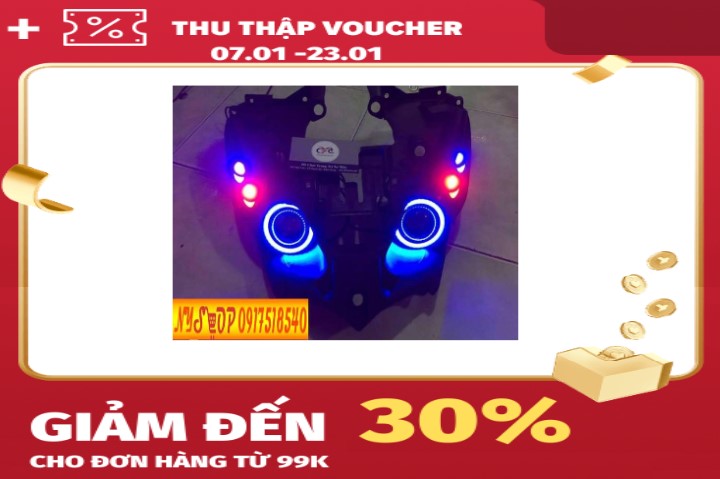 Bộ đèn mắt cú 7 màu - exciter 135 - tặng công tắc