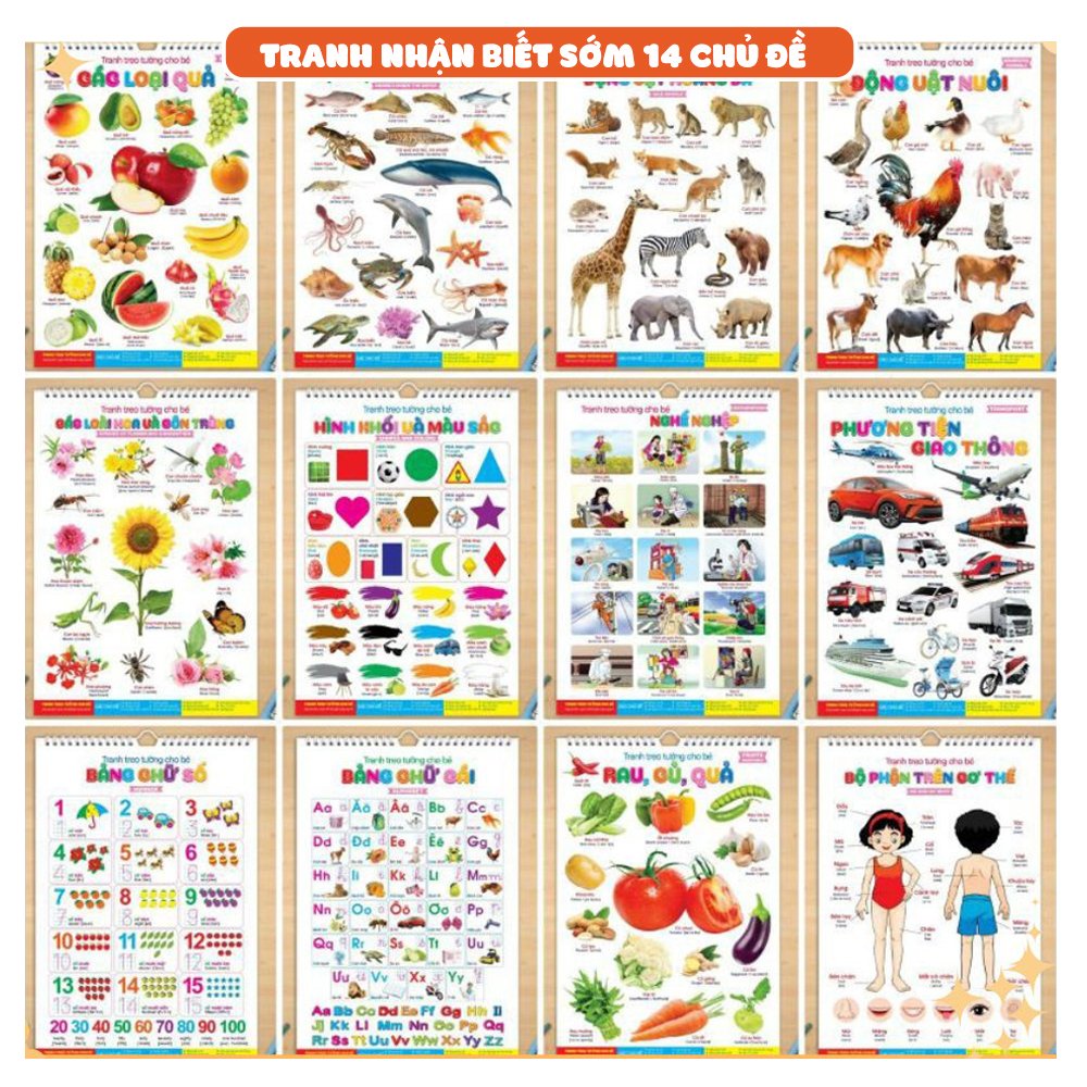 Tranh treo tường bách khoa toàn thư 14 Chủ đề về thế giới xung quanh cho bé yêu tư duy 101