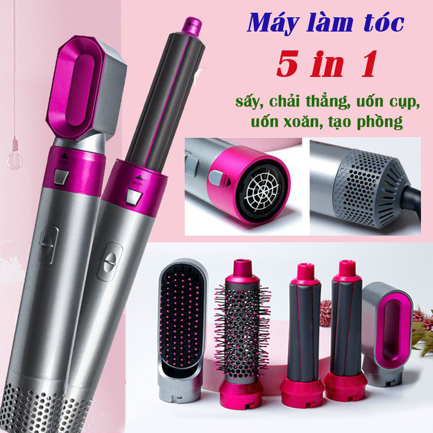 Máy làm tóc chuyên nghiệp 5in1 , 5 chức năng làm tóc , máy uốn xoăn tóc tự động 5in1, máy tạo kiểu tóc cao cấp 2022