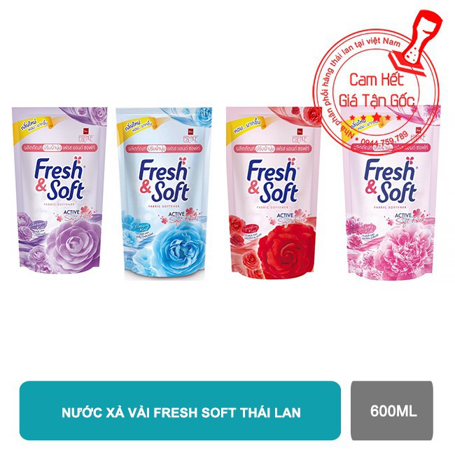 Combo 3 túi Nước xả mềm vải (xanh or ngẫu nhiên) fresh&soft 1túi 600ml.khothegioi nước xả vải thái lan, xả mềm vải