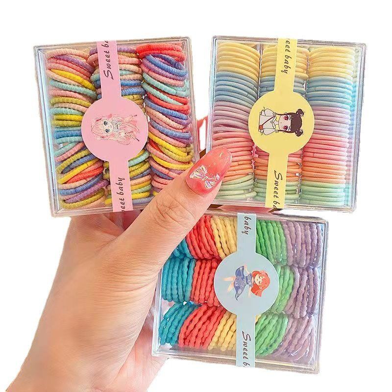 SET 60 DÂY CỘT TÓC CAO SU NHIỀU MÀU ĐÀN HỒI CAO CHO BÉ - THUN CÔT TÓC