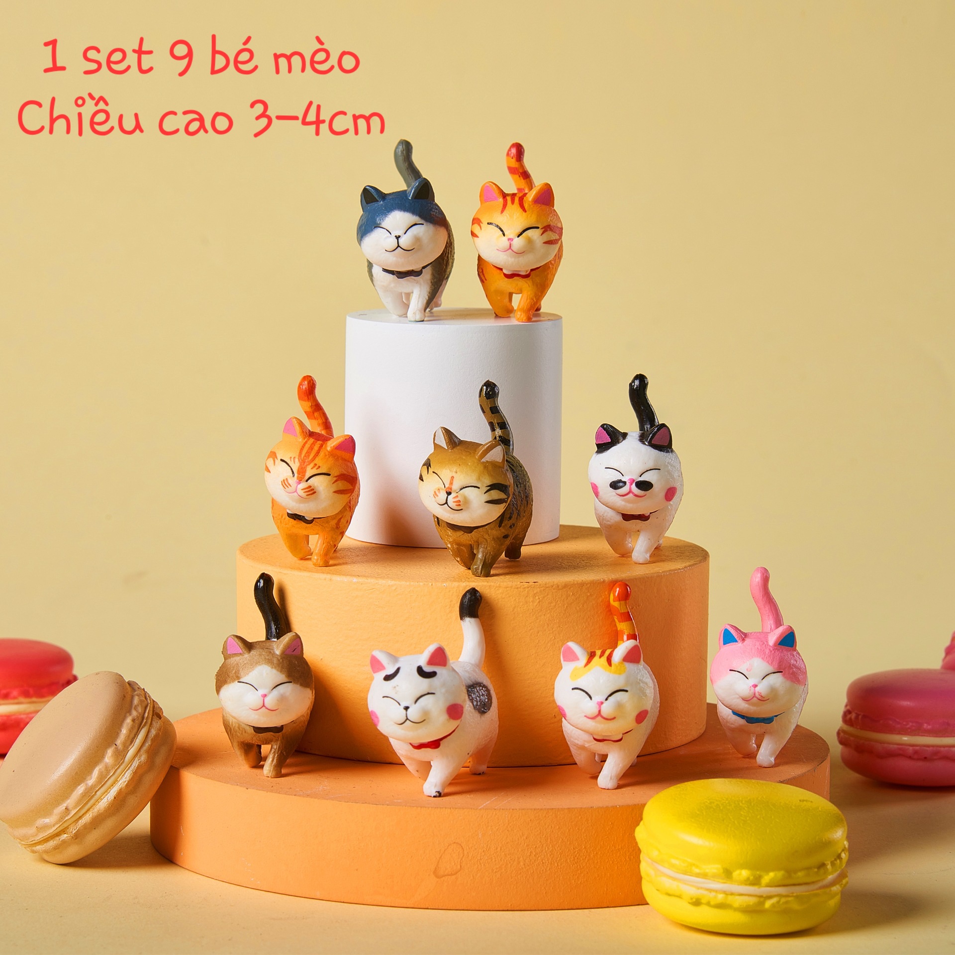 Mô hình mèo mập để bàn (set 9 con)