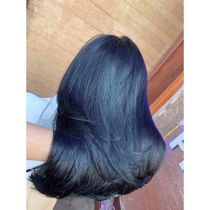 THUỐC NHUỘM TÓC MÀU XANH dương KO CẦN TẨY +kèm oxy trợ dưỡng và găng tay giá rẻ