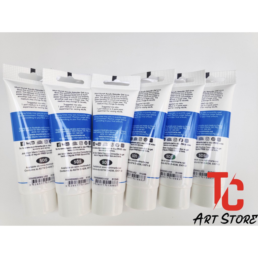 Dung Dịch Pha Màu Medium Acrylic Mont Marte Gloss/Matt/Retarder (Tuýp 75Ml)