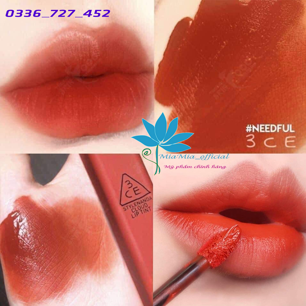 Son Kem 3CE Cloud Lip Tint 4g Siêu Lì Mềm Mịn Như Mây Lên Màu Chuẩn Siêu Xinh Live A Little Pinkalicious Blossom Day Immanence Needful Macaron Red