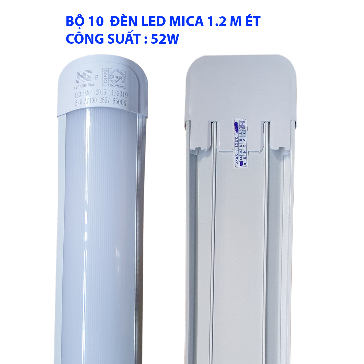 Bộ 10 đèn LED máng đôi mica 52w -1.2 mét