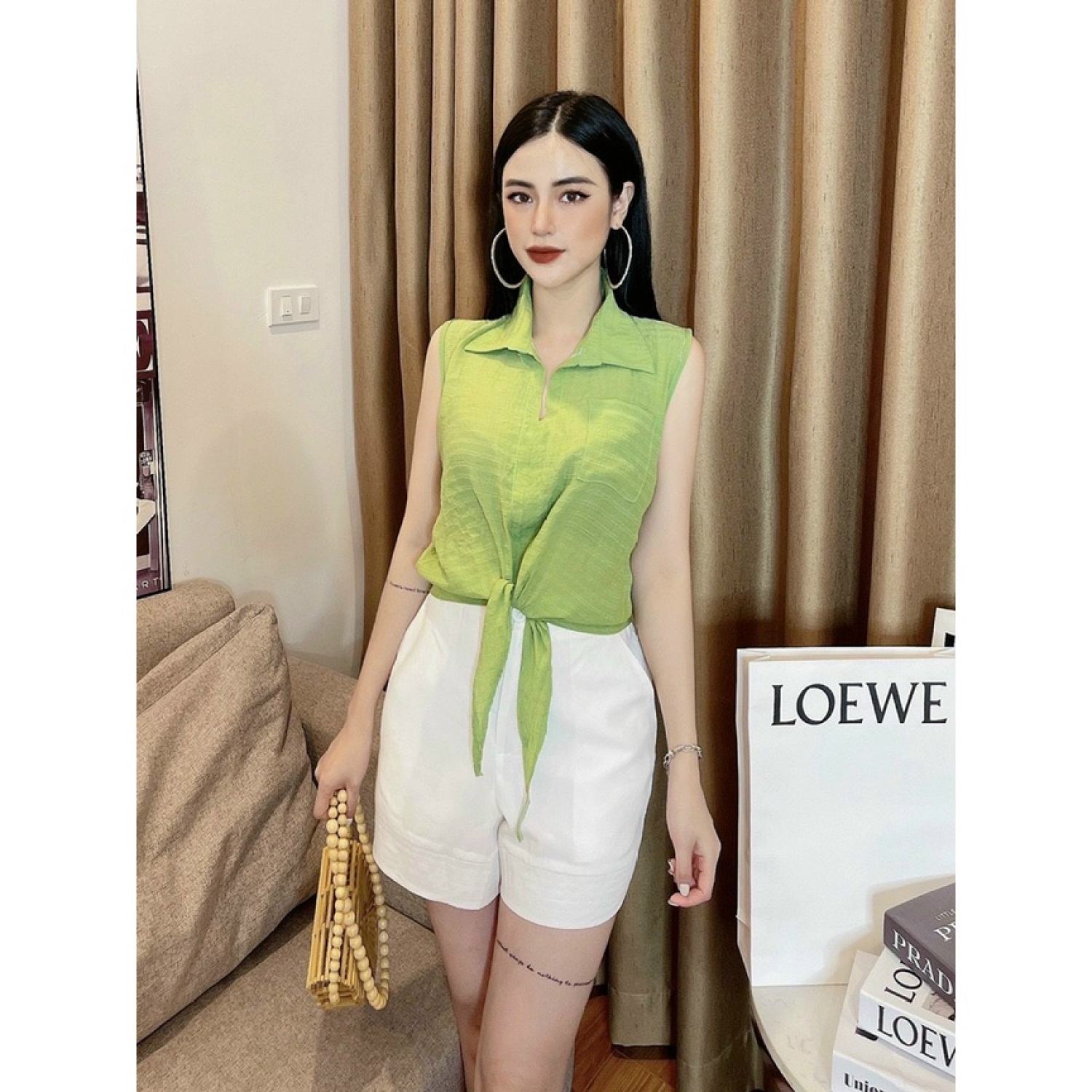 Áo sơ mi buộc vạt sát na'ch đẹp, mát